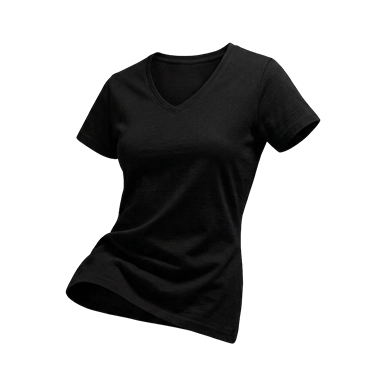 T-SHIRT COL V REGULAR FEMME – JHK – TSRLCMFP — couleur Noir